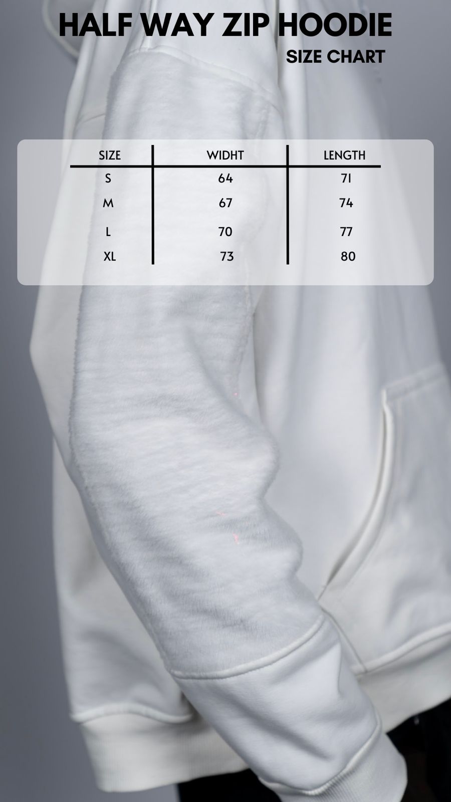 Halfway zip hoodie White