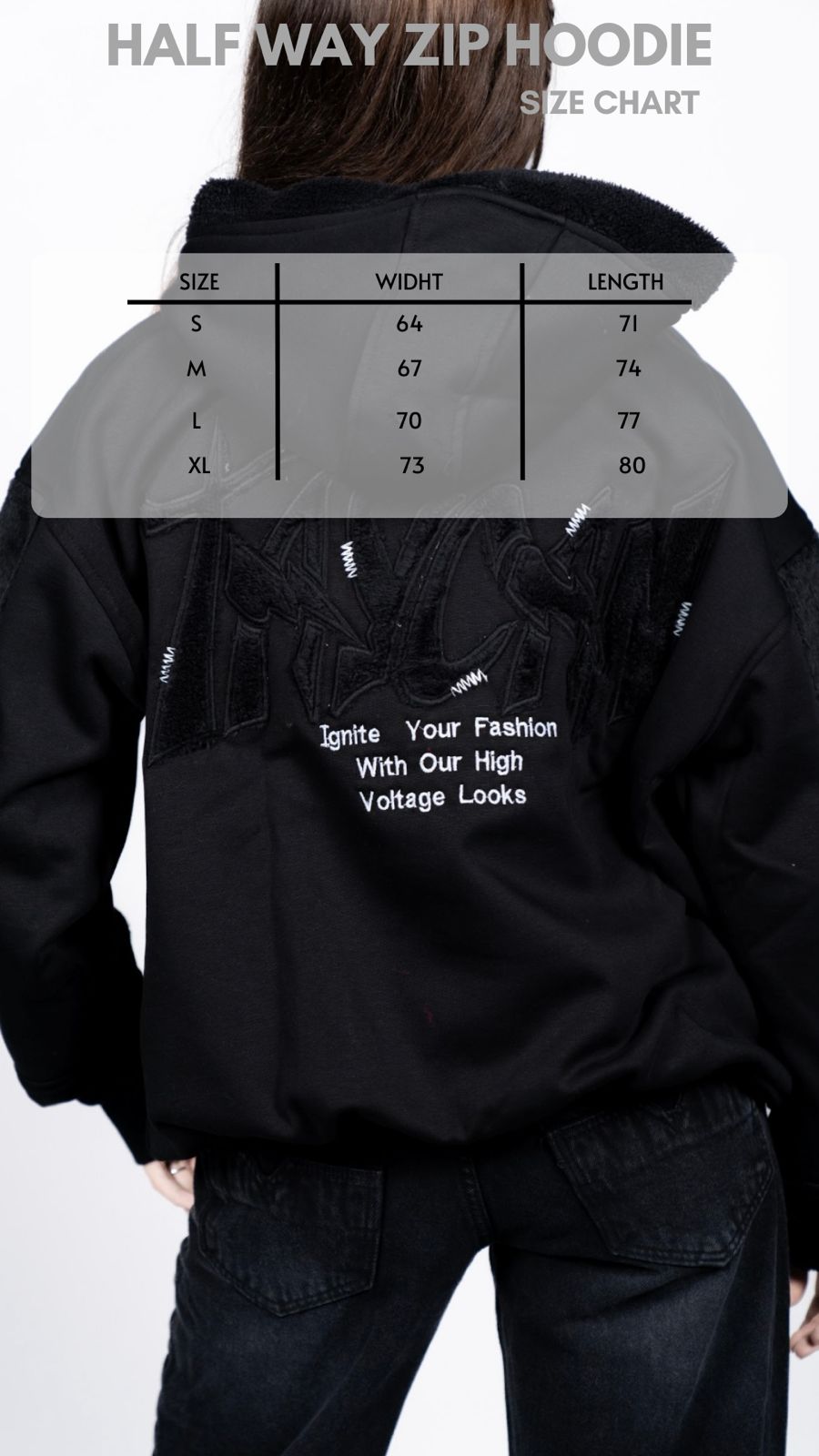 Halfway zip hoodie black