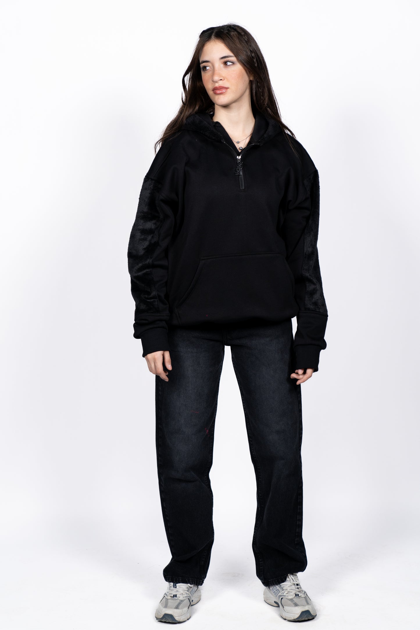 Halfway zip hoodie black