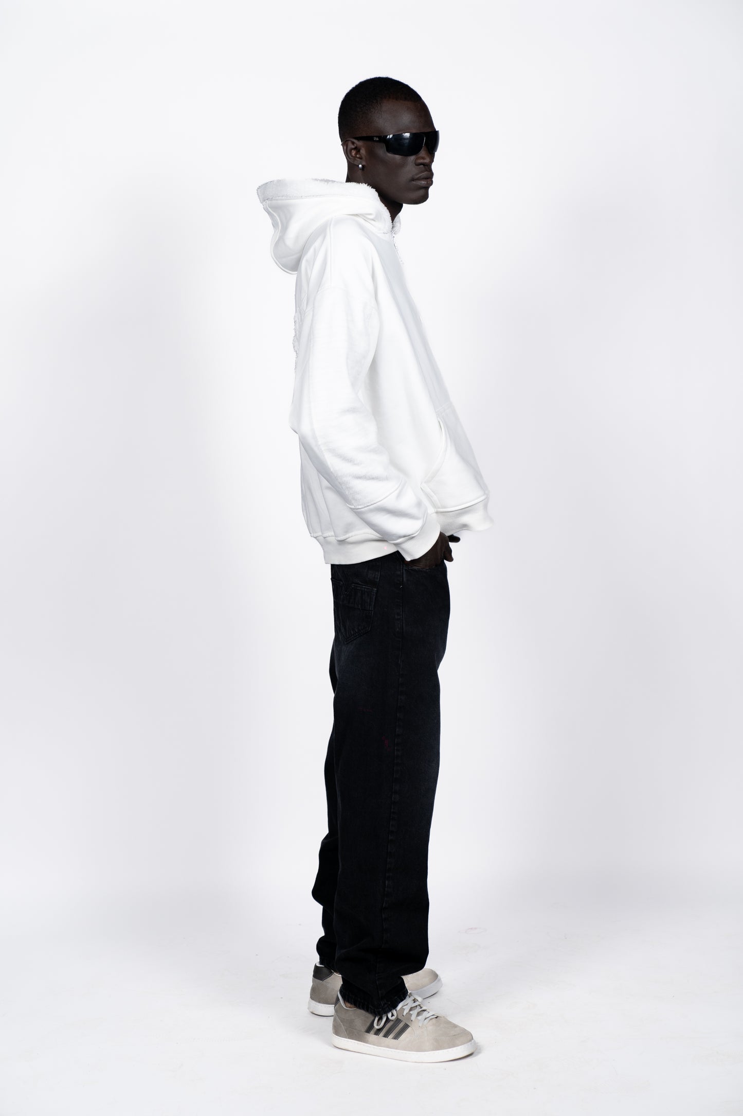 Halfway zip hoodie White