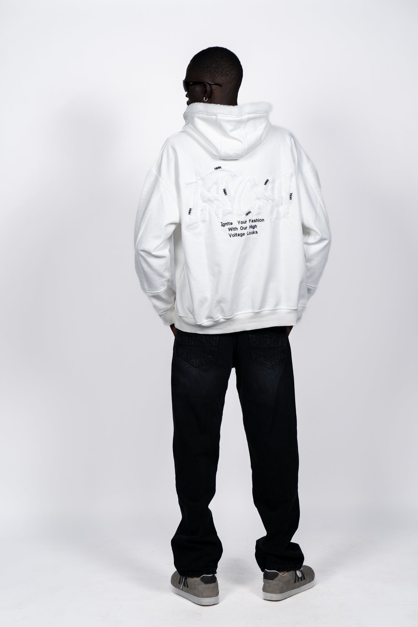 Halfway zip hoodie White