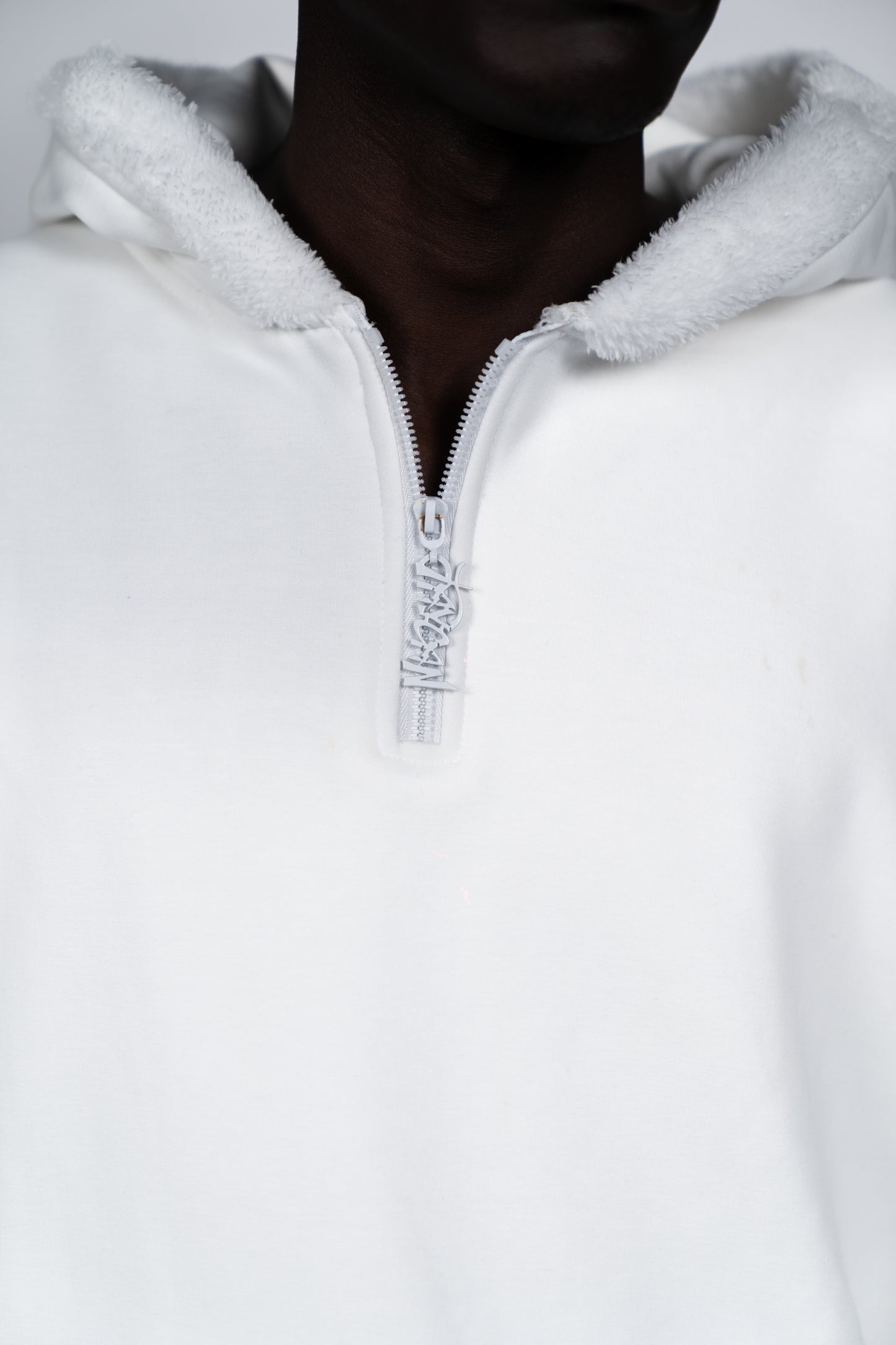 Halfway zip hoodie White