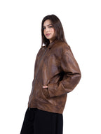 RAW ASH LEATHER JACKET | BROWN