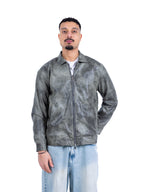 RAW ASH LEATHER JACKET | OLIVE