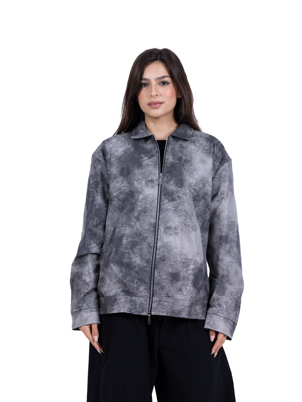 RAW ASH LEATHER JACKET | GREY