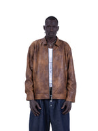 RAW ASH LEATHER JACKET | BROWN