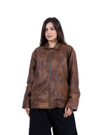 RAW ASH LEATHER JACKET | BROWN