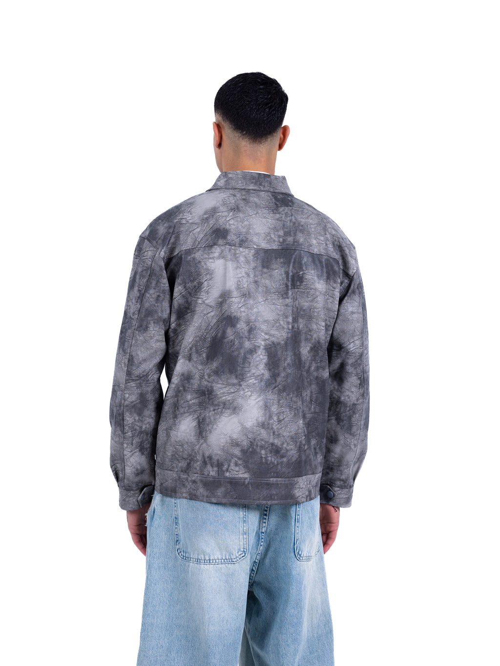 RAW ASH LEATHER JACKET | GREY