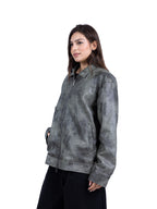 RAW ASH LEATHER JACKET | OLIVE
