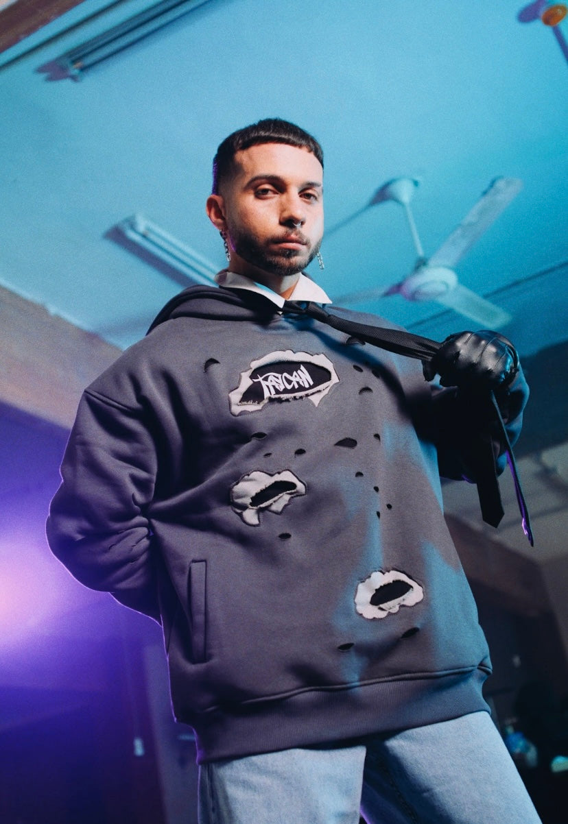 FULL RIPPED HOODIE | GREY