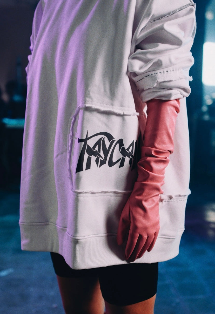 HIGH VOLTAGE WHITE HOODIE