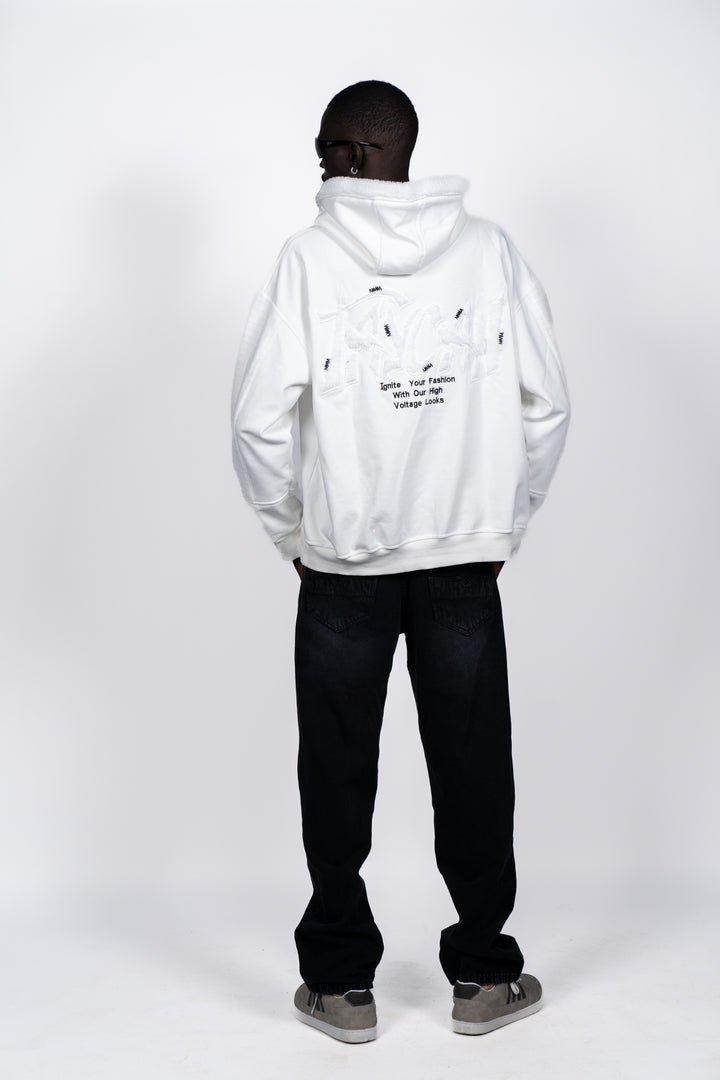 Halfway zip hoodie White