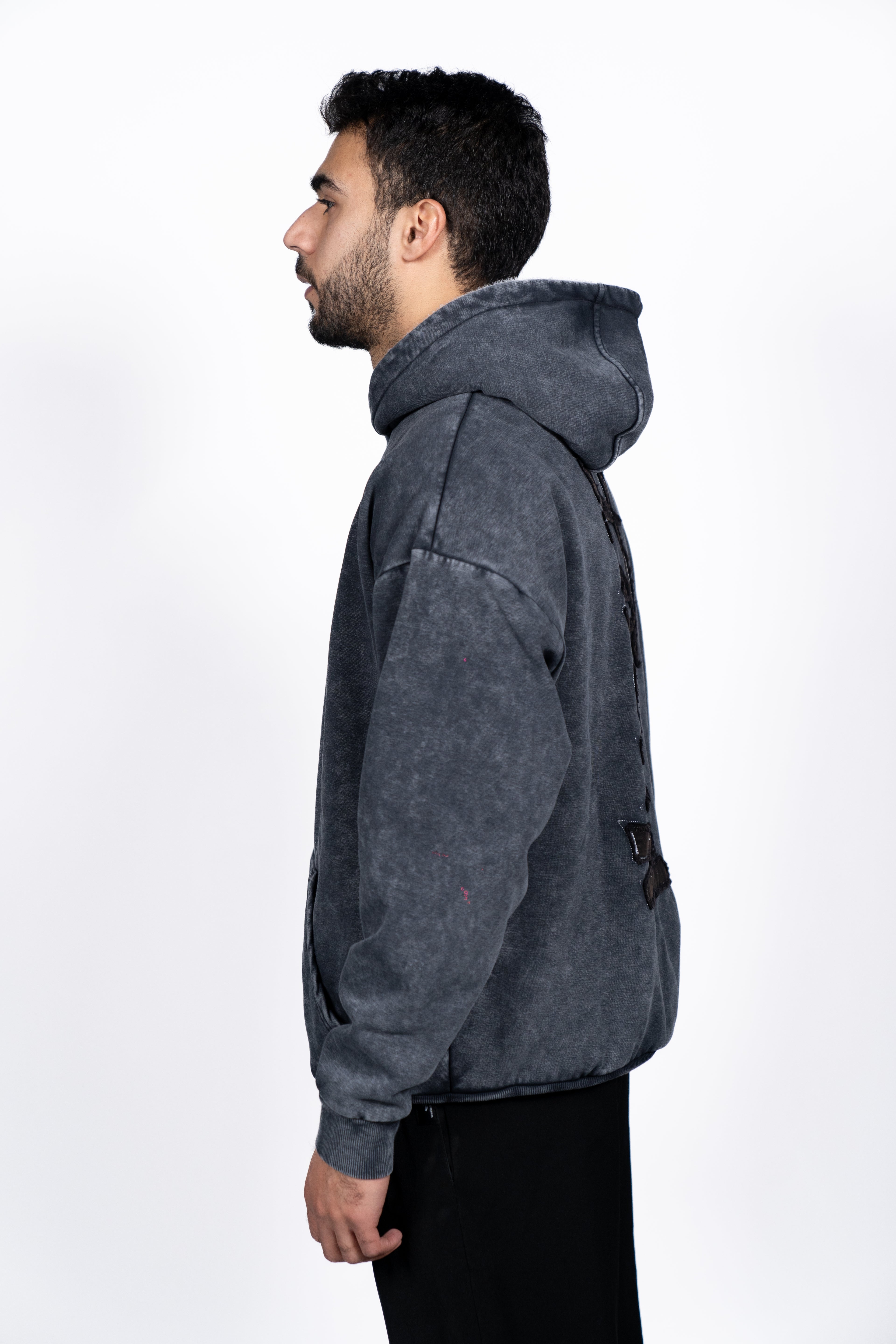 DOUBLE FACE HOODIE | WASHED GREY